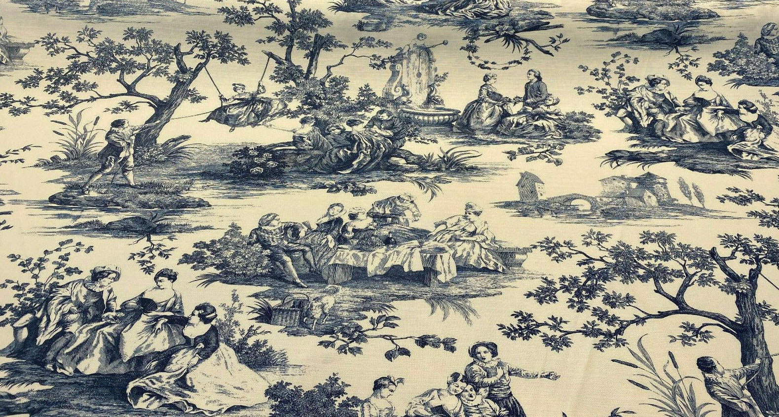 Waverly Toile Blue Charmed Rustic Life Fabric by the yard