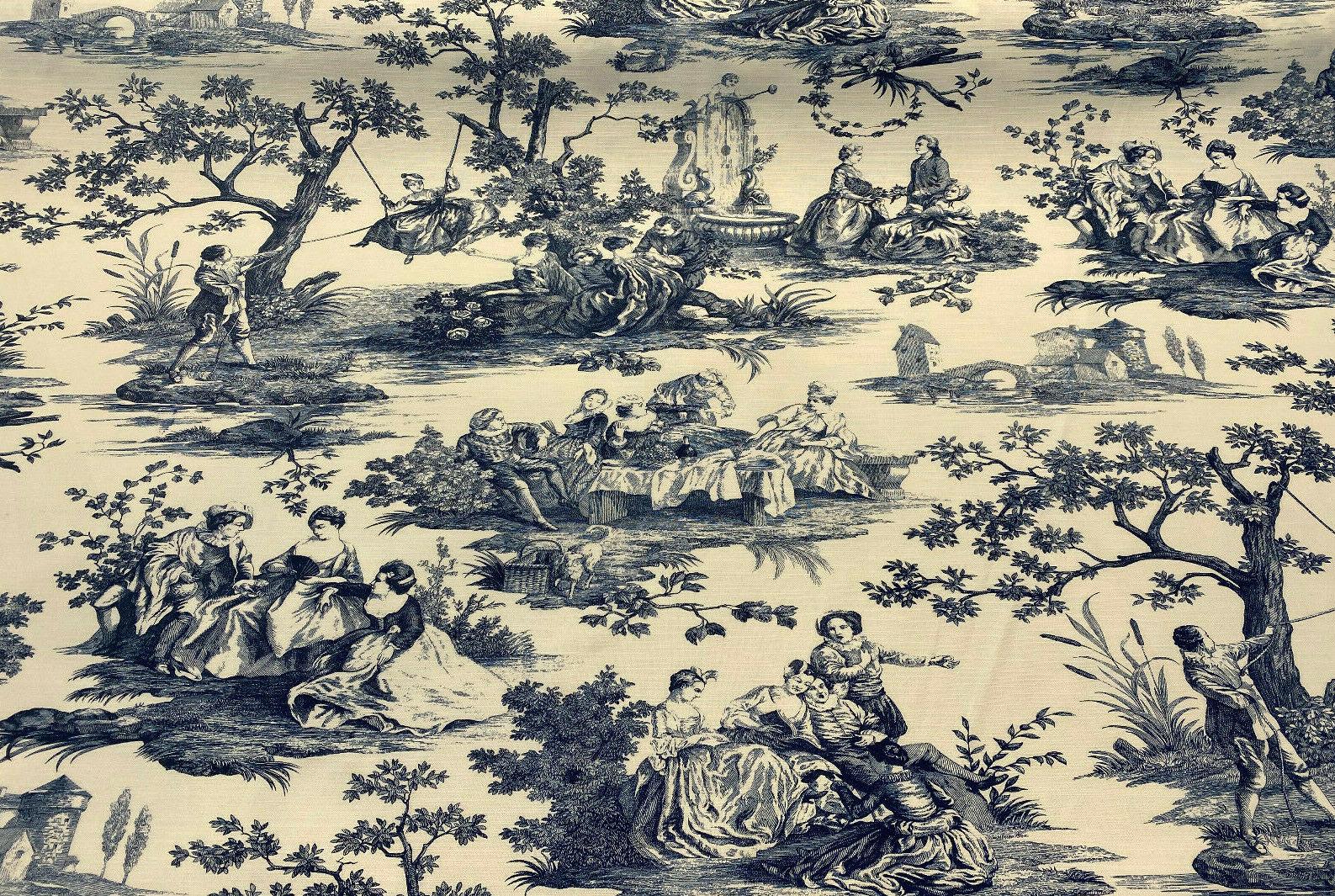 Waverly Black and White Toile Print Fabric