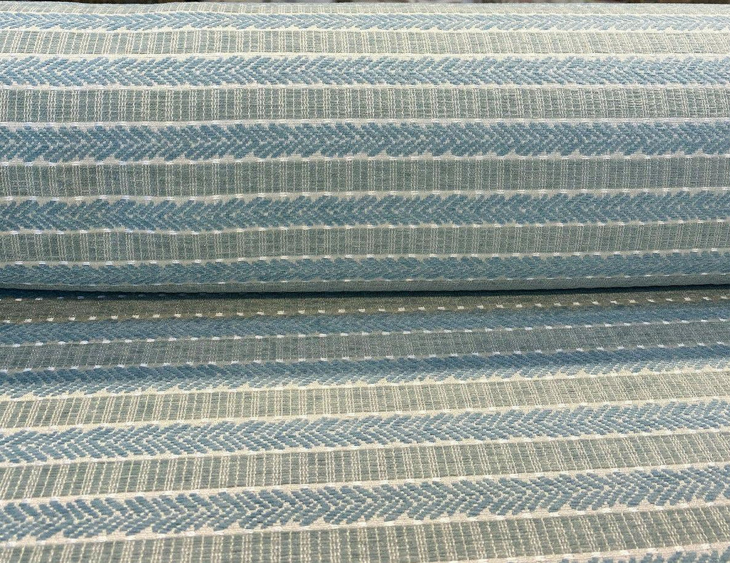 Waverly Upholstery Admiral Stripe Spa Blue Herringbone Fabric By the Yard