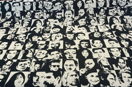 Famous Stars Yester Year Black Upholstery Fabric By The Yard
