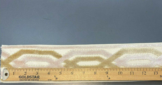Fabricut Beige Gold Velvet Embroidery Trim Tape 