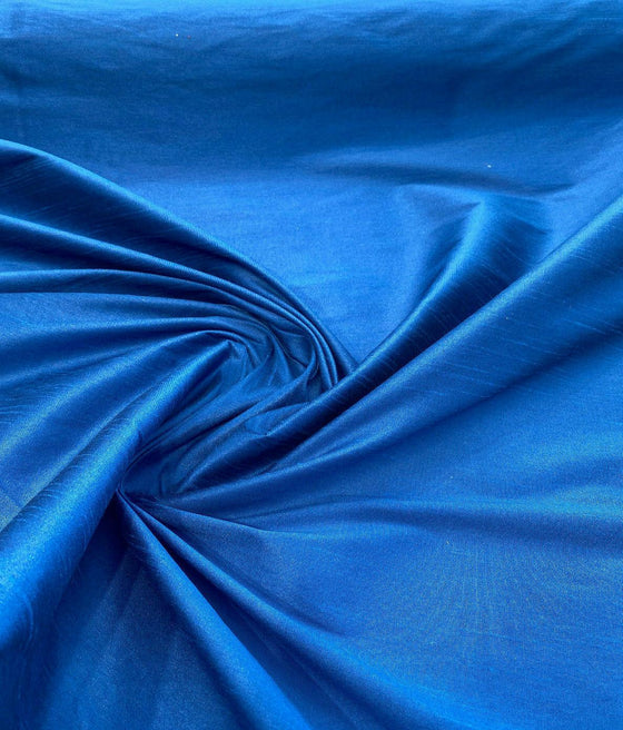 Blue Dupioni Faux Silk Polyester Drapery Fabric
