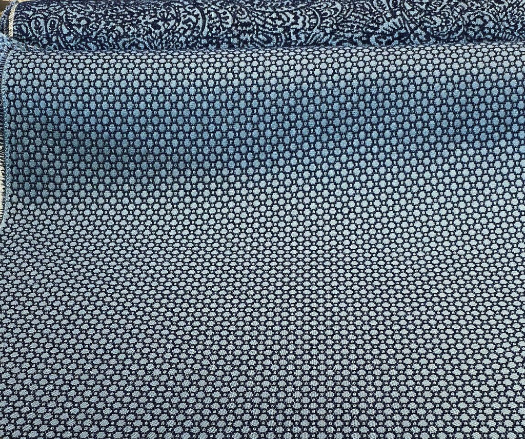 Midnight Blue Small Dot Amy Brocade Jacquard Fabric by the yard
