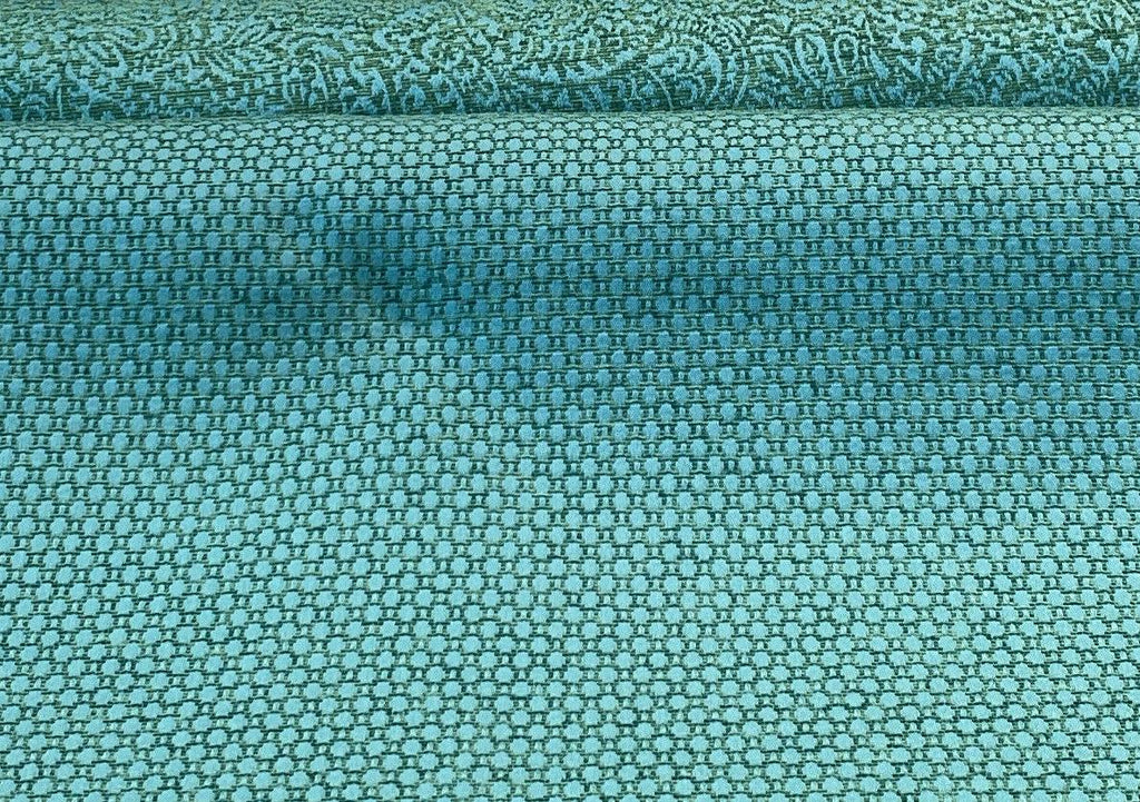Teal Small Dot Amy Brocade Jacquard Fabric by the yard