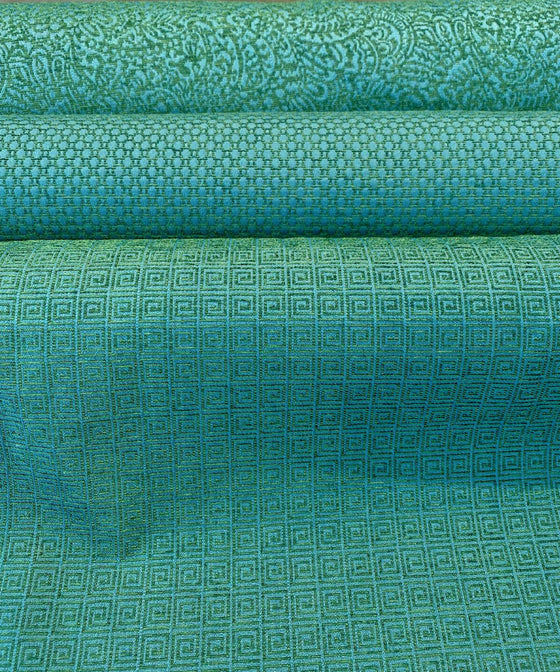 Teal Small Dot Amy Brocade Jacquard Fabric by the yard