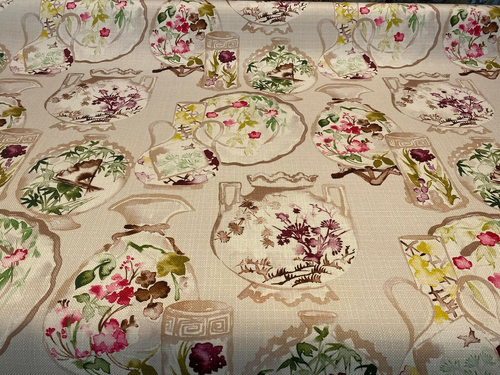 Gentza Floral Twine Antique Upholstery Fabric by the yard sofa chair
