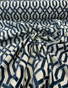 Upholstery Naxos Blue Navy Geometric Chenille Fabric