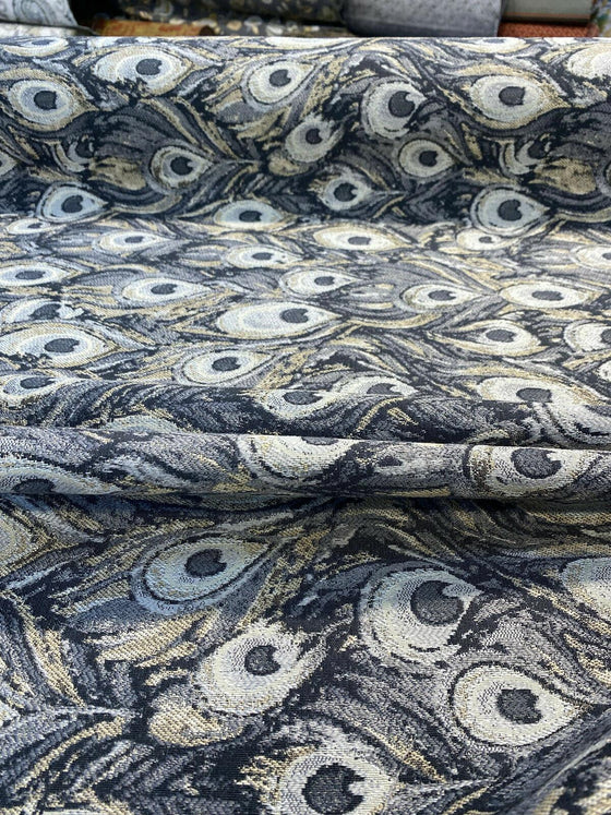 Peacock Silver Animal Upholstery Jacquard Fabric 