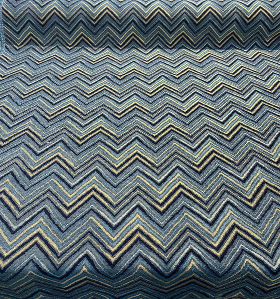 Robert Allen Blue Indigo Aladdin Chevron Chenille Upholstery Fabric