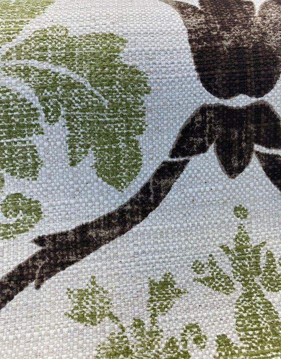 Green Damask Linen Lyra Teflon Drapery Upholstery Fabric 