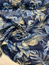 Waverly Falling Fronds Blue Night Swim Tropical Leaf Fabric