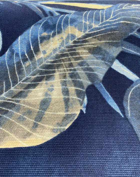 Waverly Falling Fronds Blue Night Swim Tropical Leaf Fabric