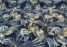  Waverly Falling Fronds Blue Night Swim Tropical Leaf Fabric