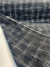 P Kaufmann Hampton Plaid Woven Navy Domino Chenille Upholstery Fabric