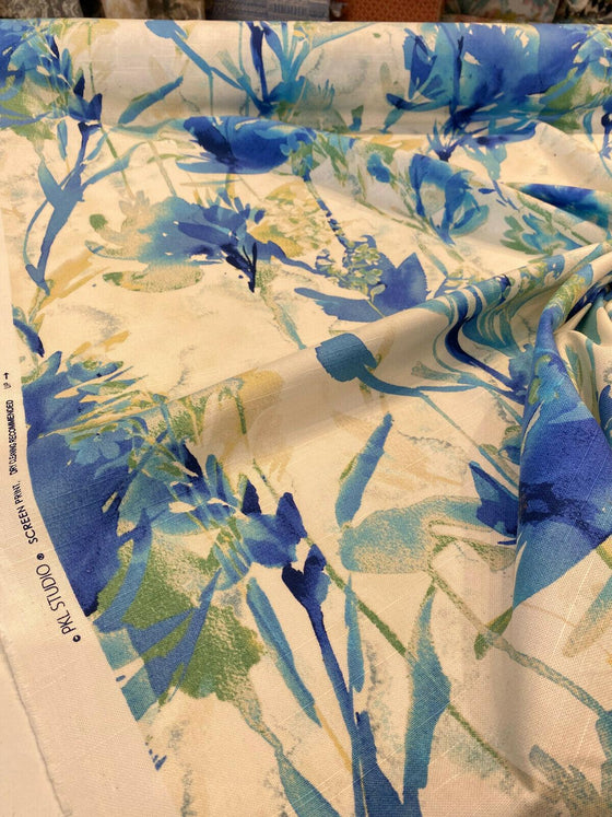 Waverly Flowery Spray Blue Watercolor Floral Fabric 