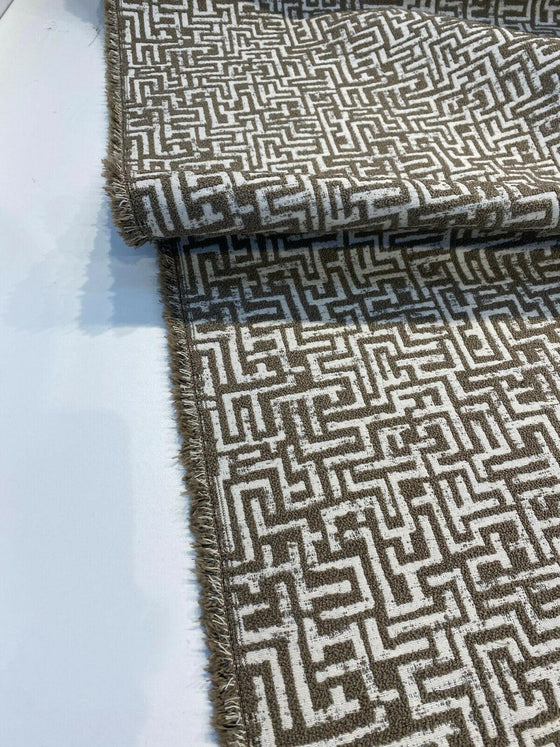 Octavia Mushroom Geometric Boucle Upholstery Barrow Fabric 