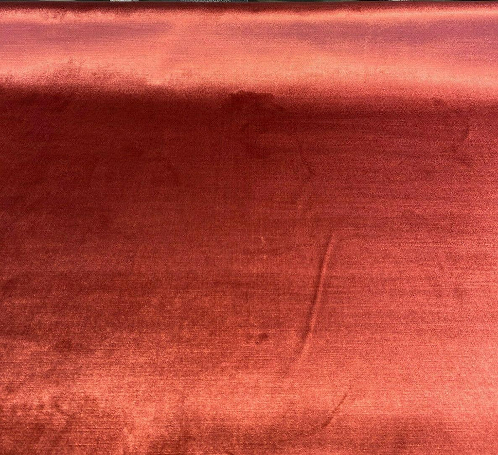 Melon in Ruby | Solid Rich Red | Low Pile Velvet Fabric | Heavy Upholstery  | 54 Wide | By the Yard