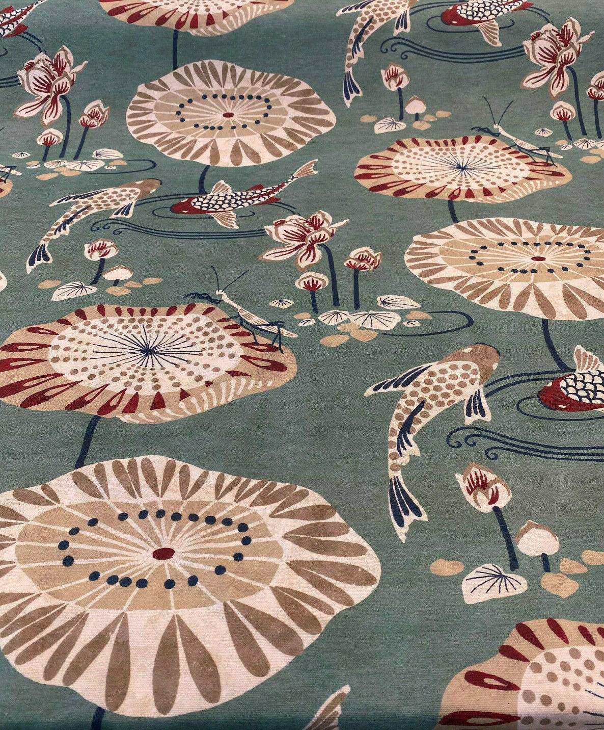 Koi Fish Pond Teal Drapery Upholstery Fabric by the yard – Affordable Home  Fabrics