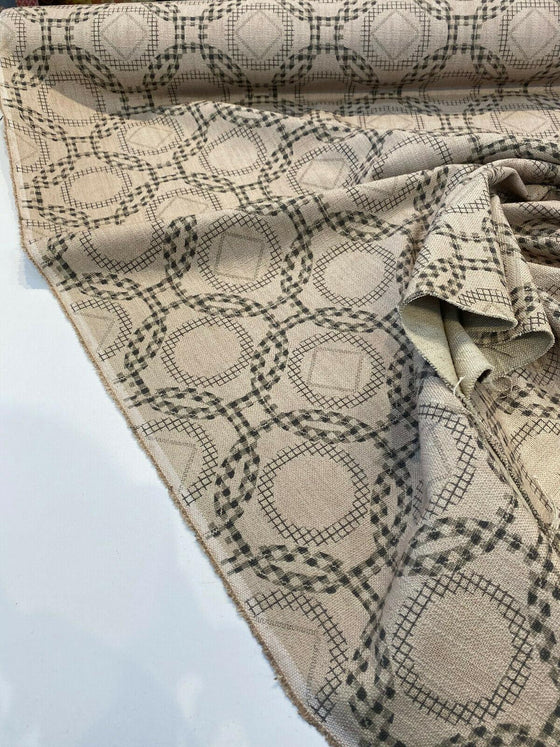 Fabricut Check Around Graphite Linen Drapery Upholstery Fabric 