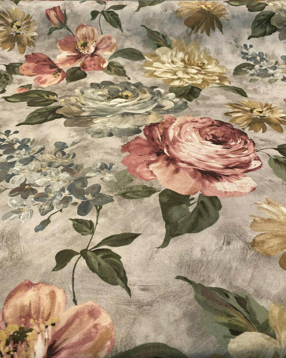 Alexa Flora Vintage Pink Gray Drapery Upholstery Vilber Fabric