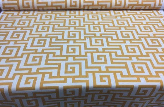 Terrasol Indoor/Outdoor Athens Greek Key Yellow Fabric by the yard