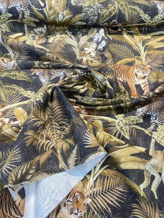 Serengeti Jungle Tiger Leopard Drapery Upholstery Fabric 