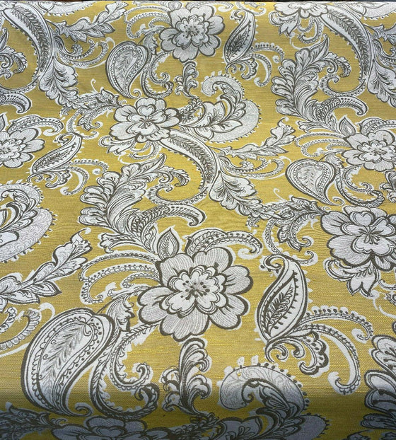 Swavelle Paisley Life Yellow Golden Chenille Upholstery Fabric 