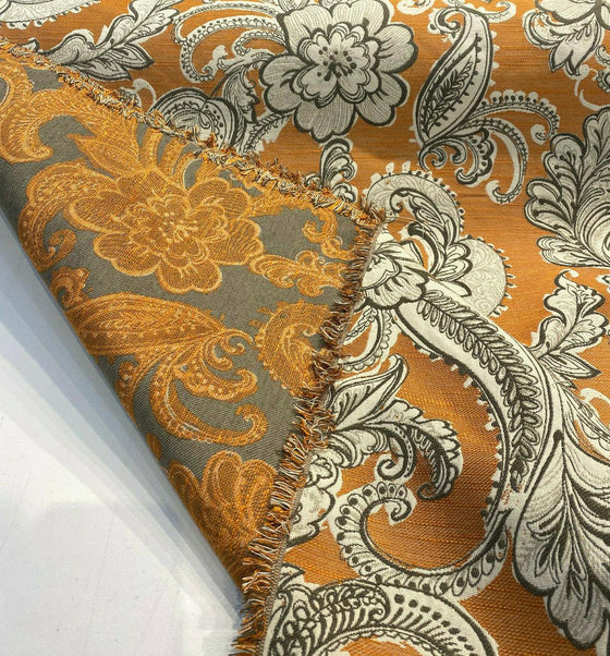 Simple Paisley in Dark Orange / Gold | Drapery / Upholstery Fabric | 54  Wide | By the Yard