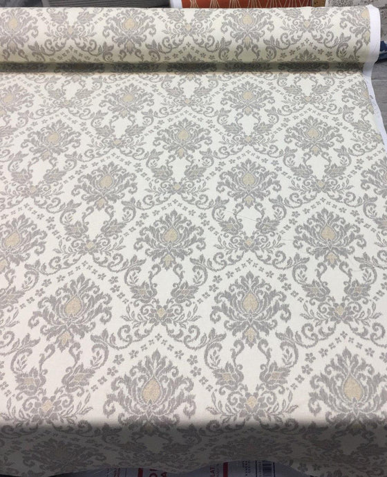 Romance Damask Smoke Off White Gold Cotton Print Waverly By The Yard