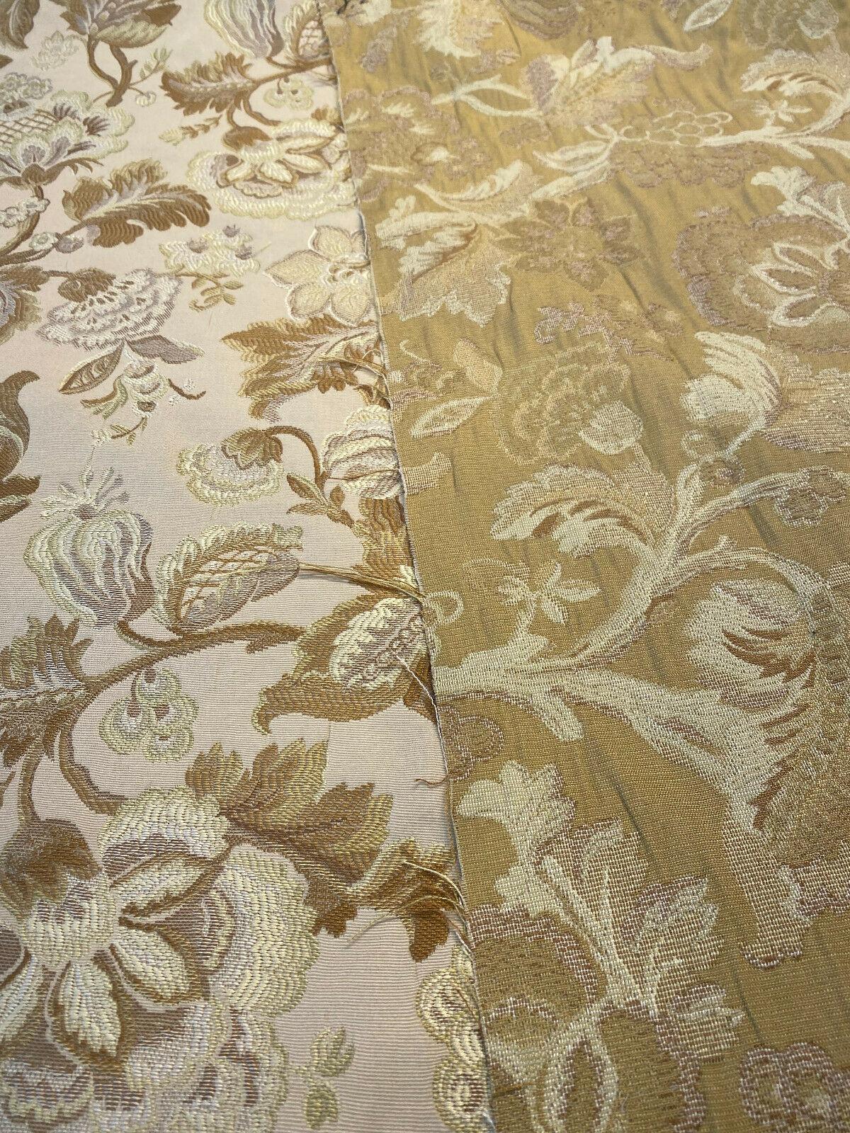 IVORY BEIGE GOLD Metallic Floral Brocade Upholstery Drapery Fabric (11 –  handtfabrics
