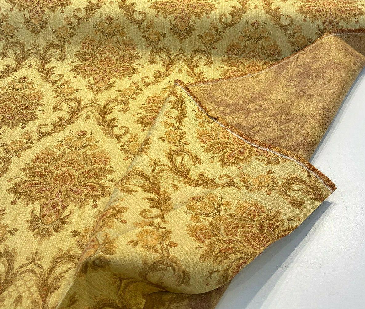Vintage Damask Gild Gold Jacquard Brocade Fabric By The Yard
