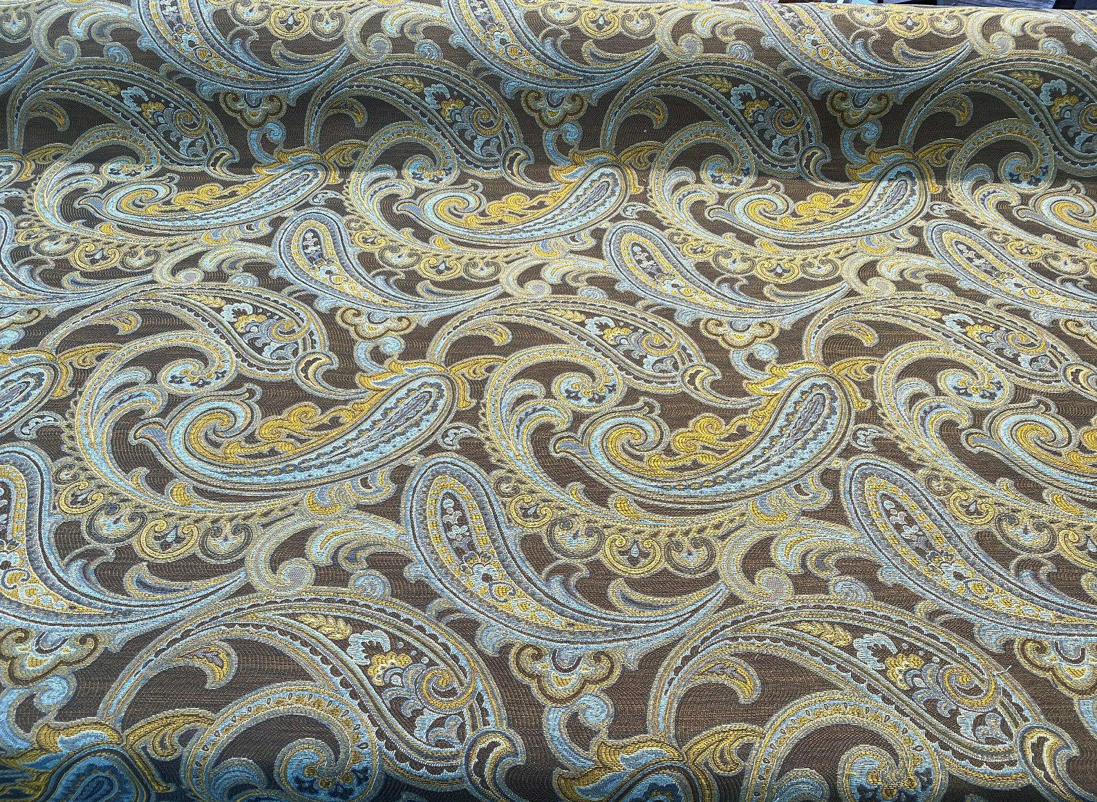 Turquoise And Brown Paisley Fabric