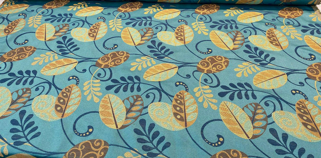 Cultivate Teal Floral Barrow Jacquard Drapery Upholstery Fabric