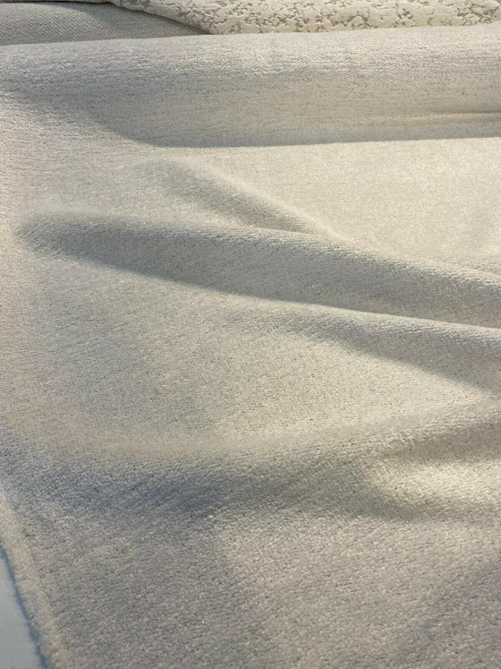 Yeti White Italian Premium Soft Chenille Ecru Upholstery Fabric 