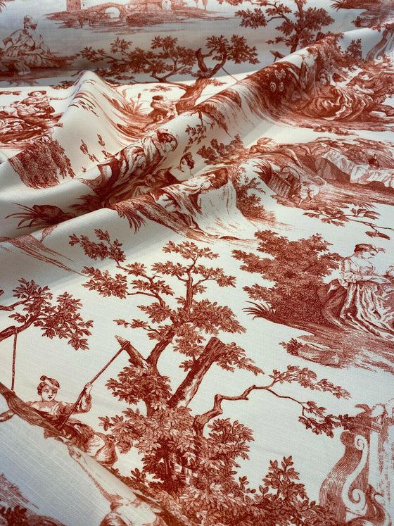 Waverly Toile Idyllic Days Red Amaryllis Fabric