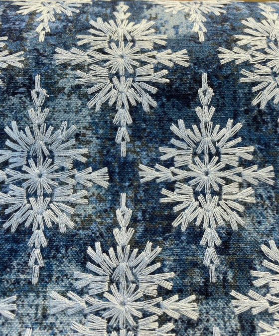 P Kaufmann Asterisk Blue Midnight Embroidered Drapery Fabric 