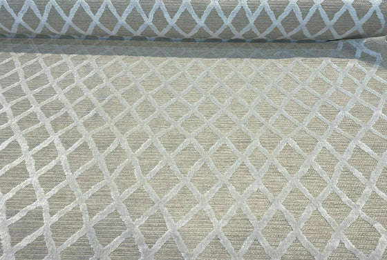 Raised Velvet Chenille Diamond Regis Buff Upholstery Fabric