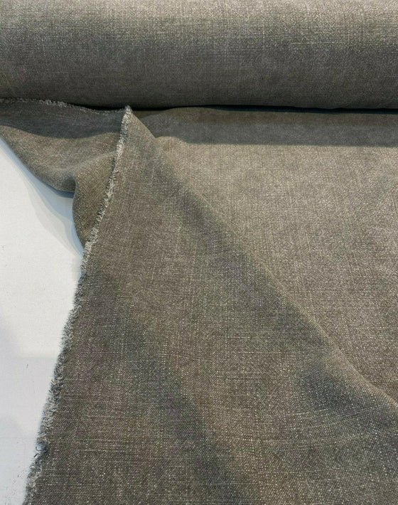 Belgian Linen Drifter Gray Vintage Upholstery Drapery Fabric 