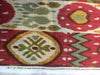 Tribal Print Cotton - Linen Richloom Red Green Gold By the Yard 60''