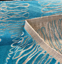  Rhythm Teal Aqua Electric Velvet Pattern Upholstery Fabric 