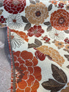 Orange Floral Vintage Blossom Chenille Upholstery Fabric