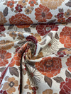 Orange Floral Vintage Blossom Chenille Upholstery Fabric