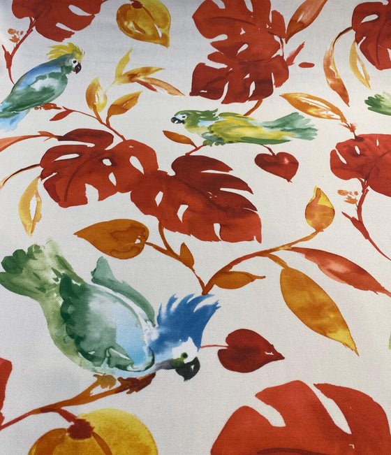 Loros Tropic Parrots Red Branches Drapery Upholstery Fabric
