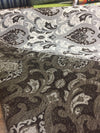 Santa monica Dark Brown Silver Damask Fabric Chenille upholstery Fabric by the yard