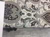 Santa monica Dark Brown Silver Damask Fabric Chenille upholstery Fabric by the yard