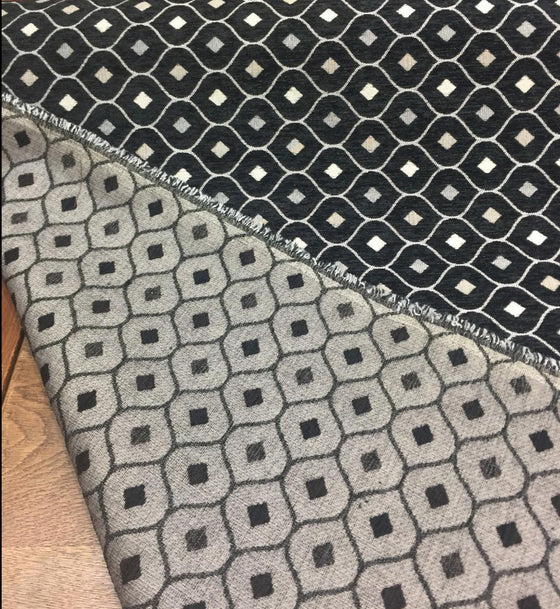 Black Silver Diamond Fabric Chenille upholstery Fabric 