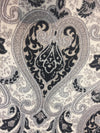 Black Silver Damask Fabric Chenille upholstery Fabric by the yard
