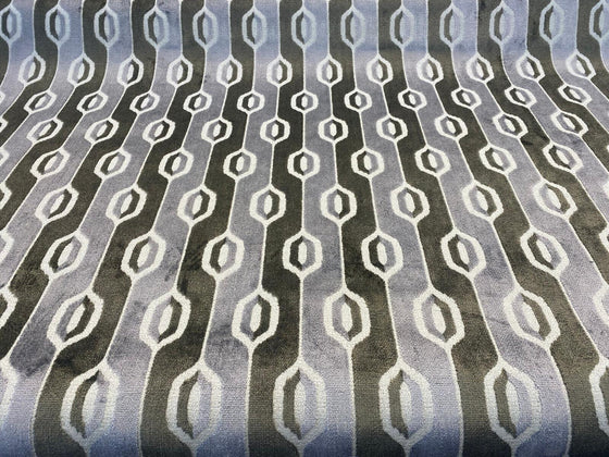 Belgian Velvet Paxton Platinum Silver Stripe Upholstery Fabric