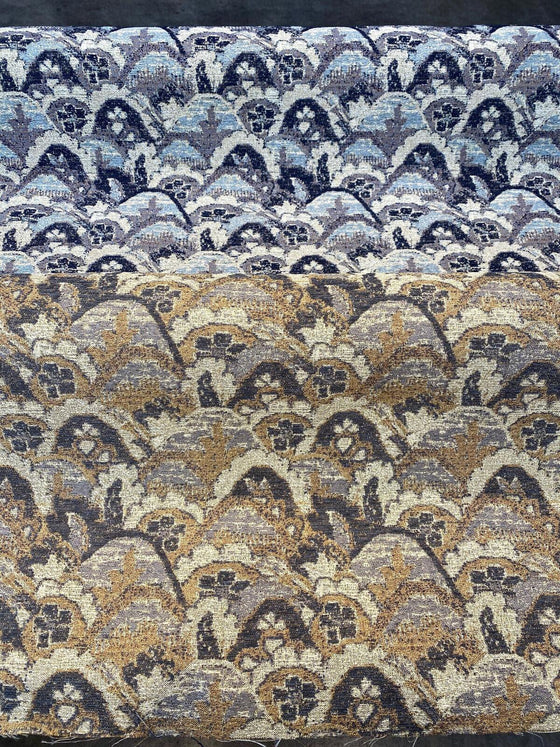 Upholstery Indigo Stark Landscape Blue Chenille Tapestry Fabric 