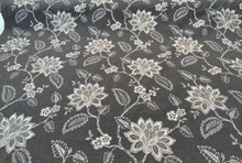  Waverly Perennial Floral Embroidered Charcoal Porcini Fabric